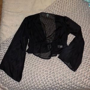 Wildfable Sheer Tie Front Top